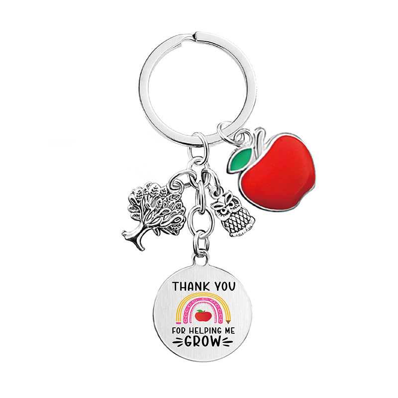 Wholesale Owl Apple Thanksgiving Teacher's Day Commemorative Gift Metal Keychain